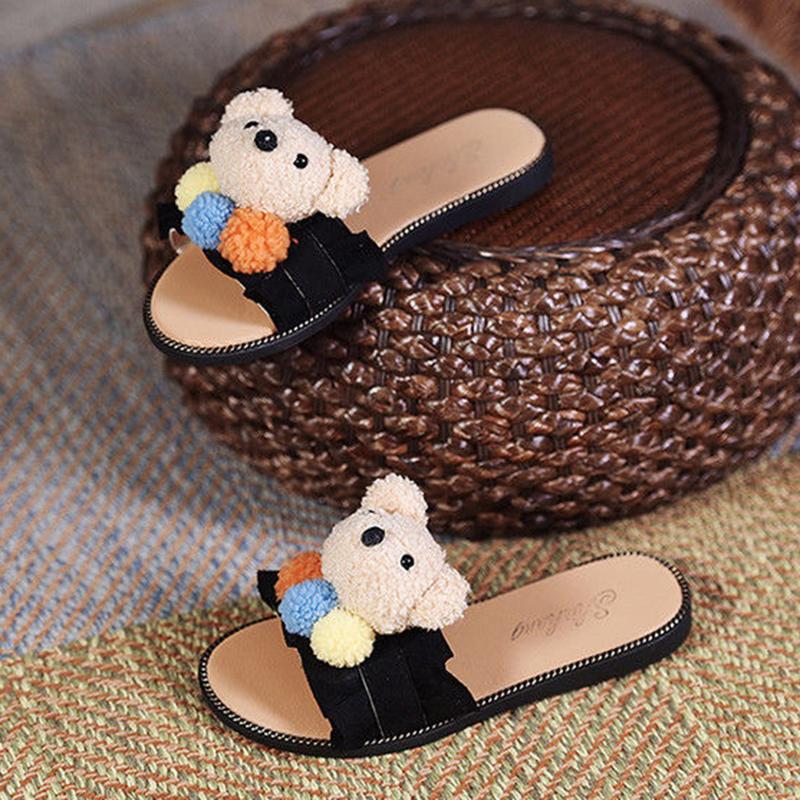 Korean Version of Summer Girl Heart Cartoon Cute Non-slip Casual Student Wear Fashion Bear Sandals and Slippers Women