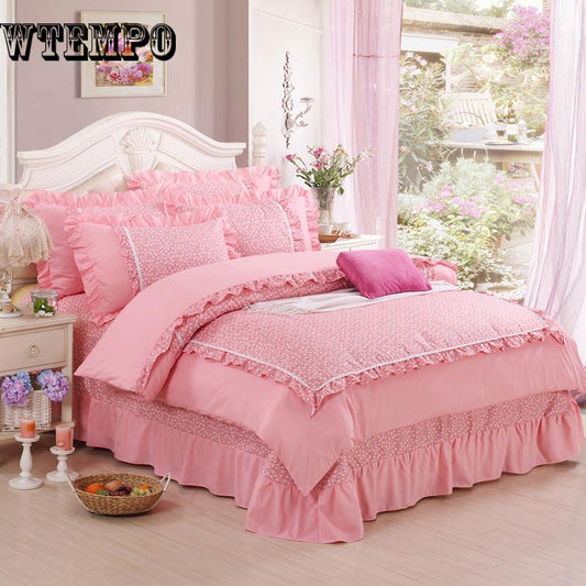 New Bedding Set Girls Bedding Set lace Bed set Duvet Cover Bed Skirt or fitted sheet bedclothes