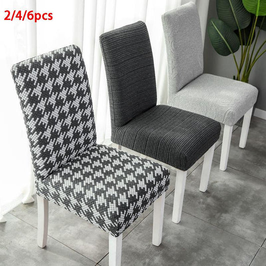2/4/6Pcs Jacquard Plain Dining Chair Cover Spandex Elastic Chair Slipcover Case Stretch Chair Cover for Wedding Hotel Banquet