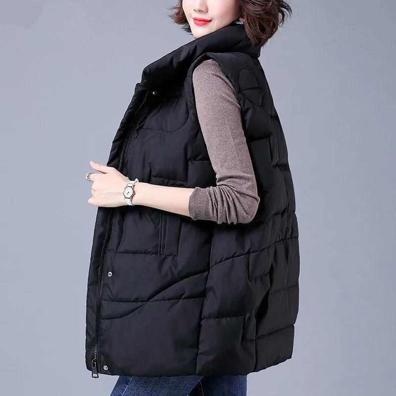 Ladies Down Cotton Vest Mid Length Autumn Winter Loose Jacket