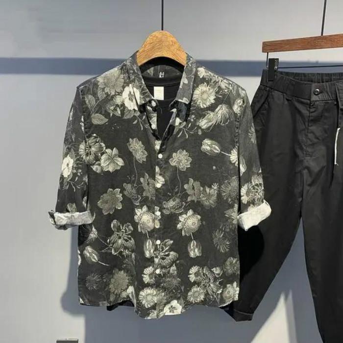 Summer Mid-sleeve Loose Fun Printing All-match Men's Short-sleeved Shirt Casual Comfortable Shirt