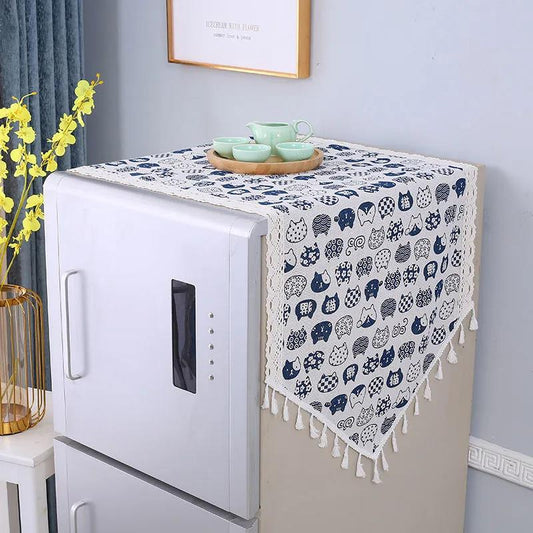 Simple Refrigerator Towel Dust Cover Cloth Household Appliance Washing Machine Cover Towel Dust Cover Cotton Linen Cloth