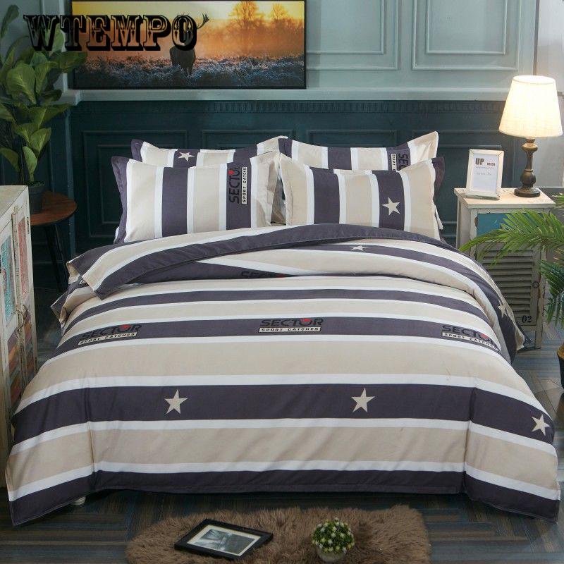 Sheet Pillowcase Duvet Cover Stripe Bedding Set Modern Bed Linens Bedclothes