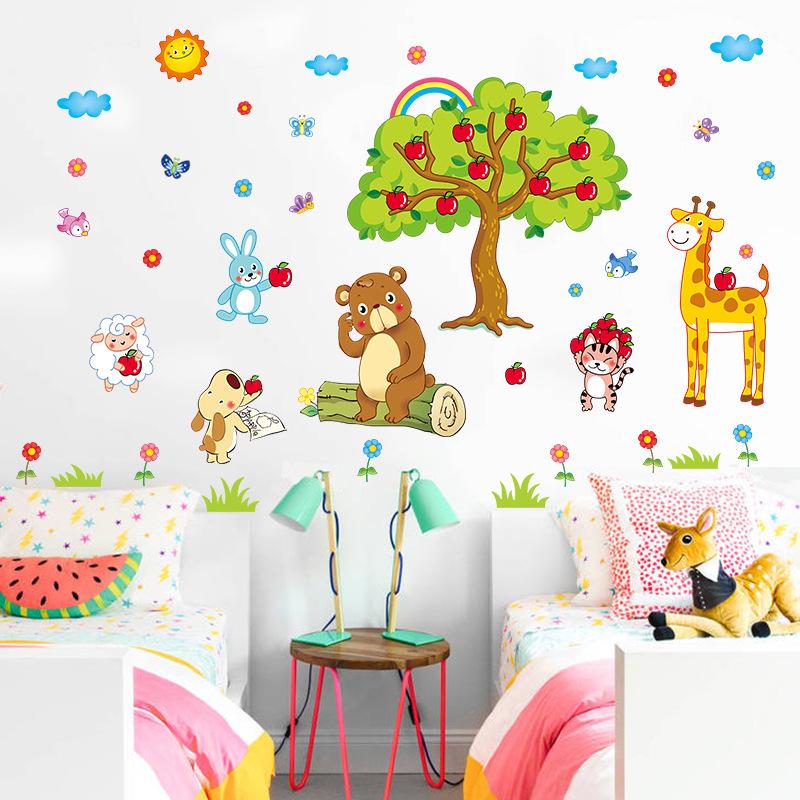 Animal Paradise Wall Stickers Background Decorative Painting Self-adhesive Removable Stickers