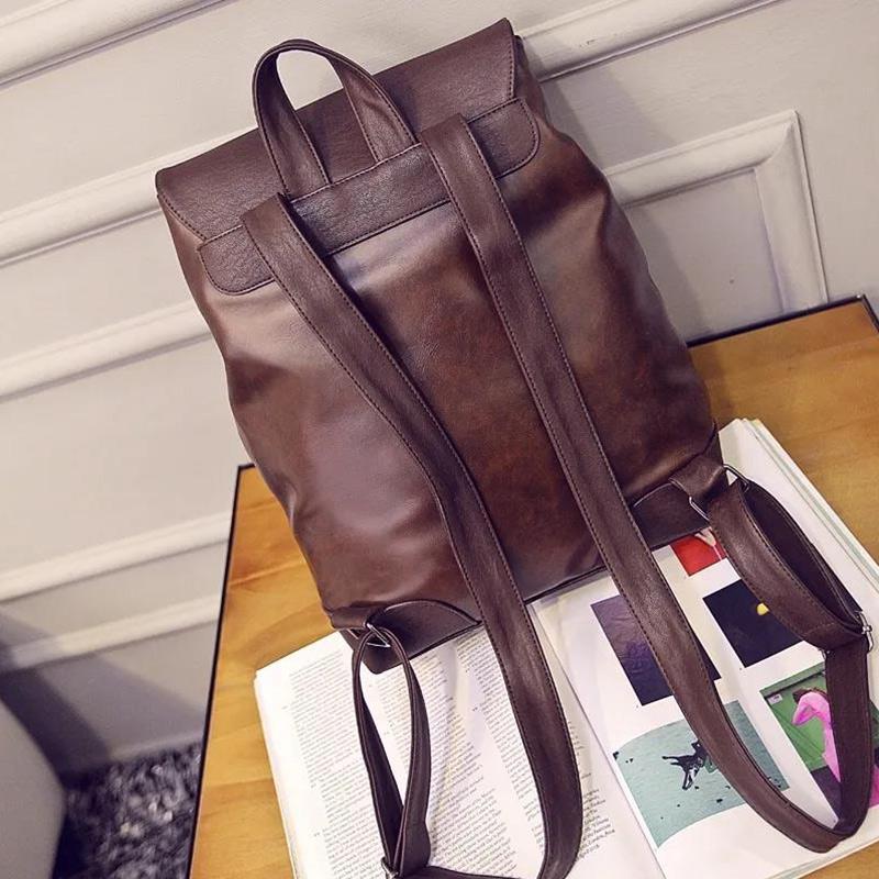 School Bag Men's Fashion Trend Backpack Large Capacity Student Backpack Female PU British Student School Bag
