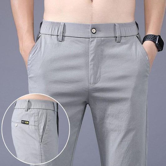 Ice Silk Ultra-thin Breathable Loose Casual Pants Men's Trend of Wild Was Thin Spring and Summer Stretch Straight Long Pants