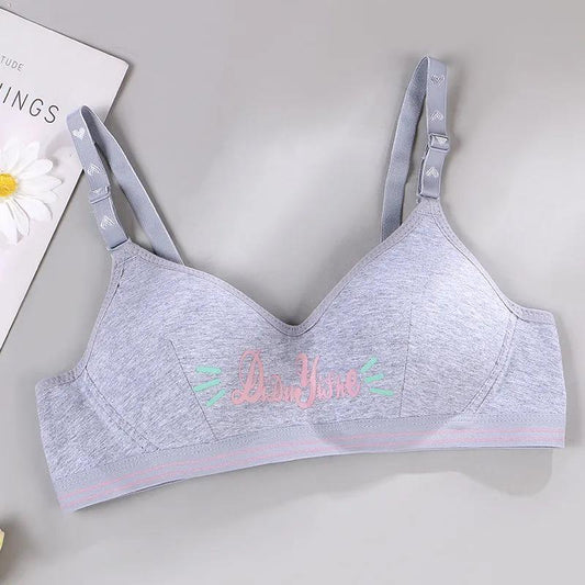 Girls Korean Version of The Sports No Steel Ring Thin Bra Gathered After The Three-row Buckle Stereotyped Anti-sagging Comfortable Bra