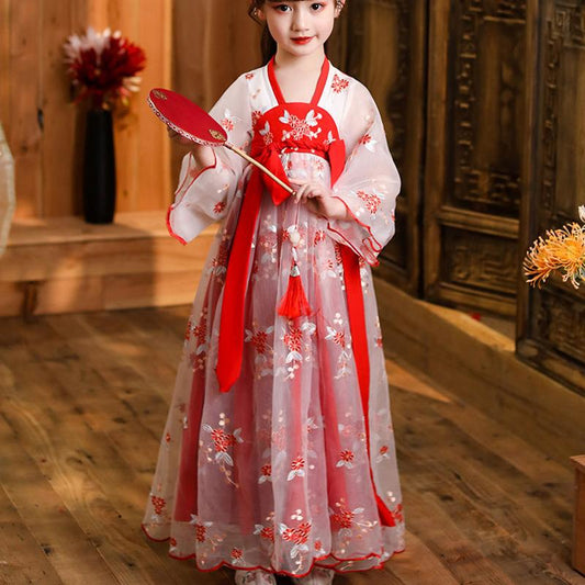 Girls' Hanfu Underwear Chinese Style Tang Costume Children's Ancient Costume Super Fairy Dress Cherry Blossom Princess Dress Spring Summer Costumes