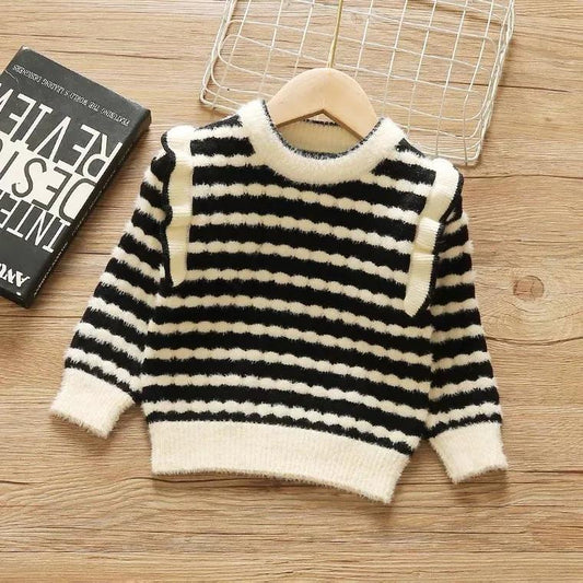Girls' Sweater Autumn and Winter Foreign Style Girls' Bottomed Shirt Thickened and Warm Baby with Korean Version Inside