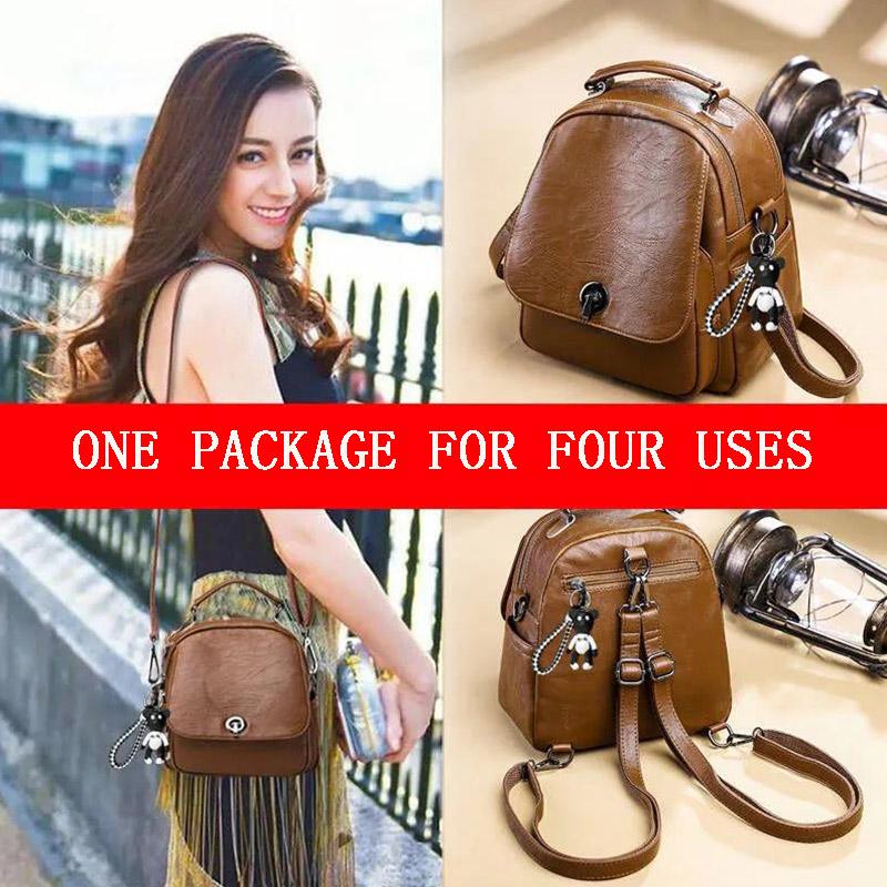 Multifunctional Backpack Handbag Trend Korean Fashion Simple and Versatile Soft Leather Small Backpack