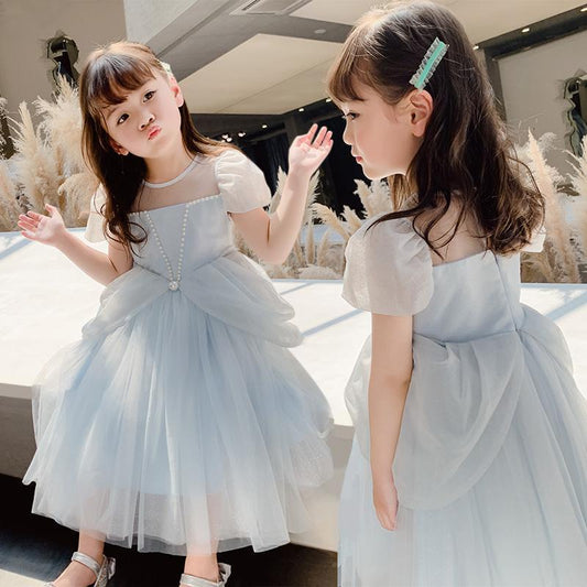 Girls Net Yarn Dress Banquet Evening Dress Children's Birthday Party Western Style Fairy Princess Dress Girl