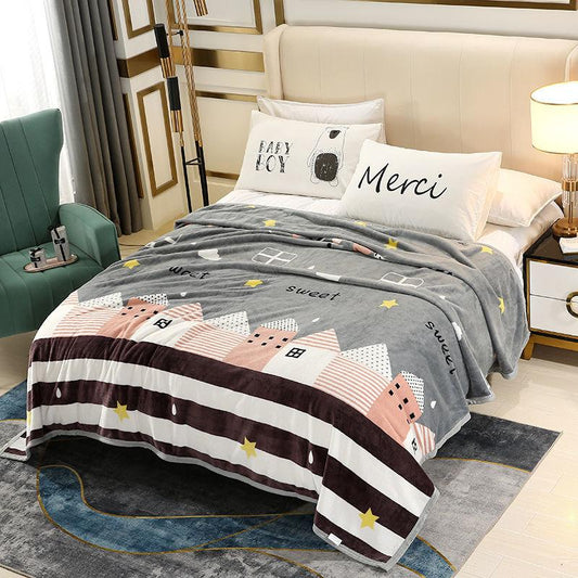 Thickened Flannel Blanket Quilt Blanket Summer Double-sided Fleece Bed Sheet Single Coral Fleece Blanket Bed Sheet Winter