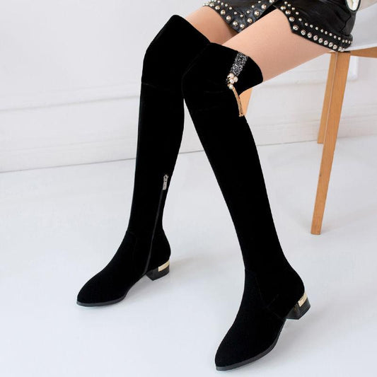 Sexy Slim Fit Elastic Flock Over The Knee Boots Women Shoes Autumn Winter Ladies Over Knee Suede High Boots