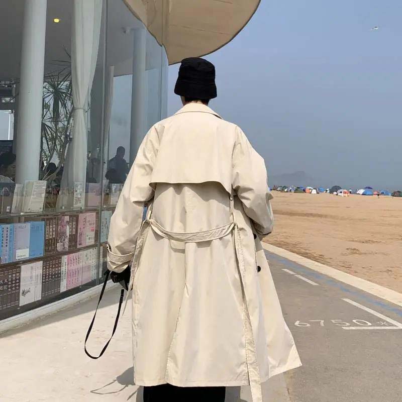 Autumn and Winter Loose Windbreaker Men's Mid-length Coat Jacket Casual Loose Top