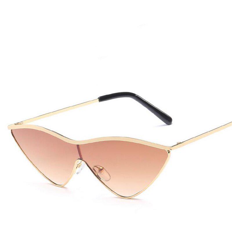 WTEMPO Fashion Metal Frame Cat Eye Sunglasses Women Brand Designer One-piece Frame Anti-UV Pink Mirr
