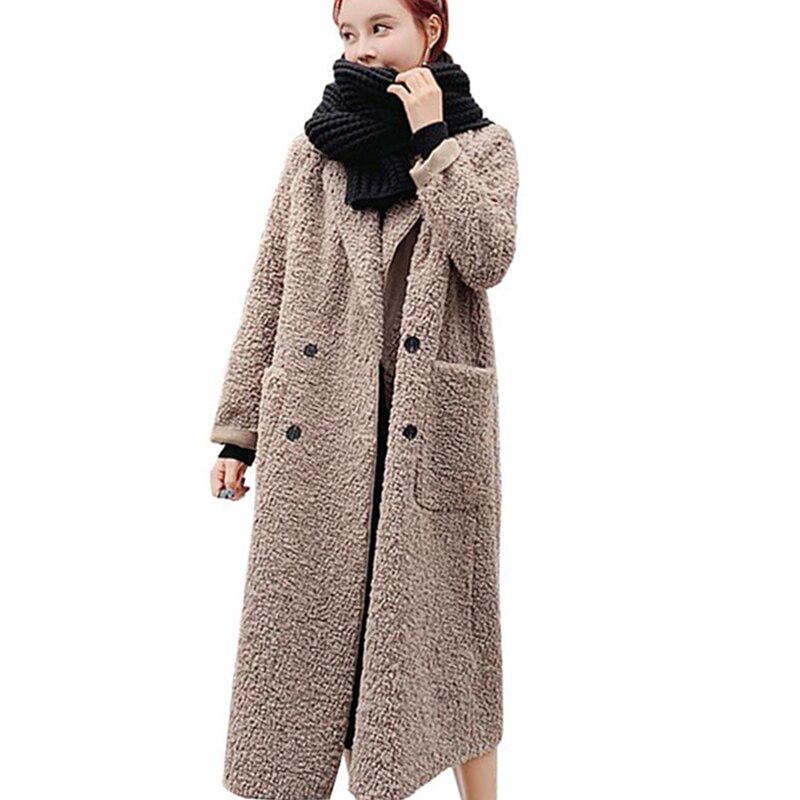 Cashmere Coat Parka Female Sheep Sheared Jacket Long Female Fur Coat Lamb Hair Thicken Warm Plus Size High-end Women Coat