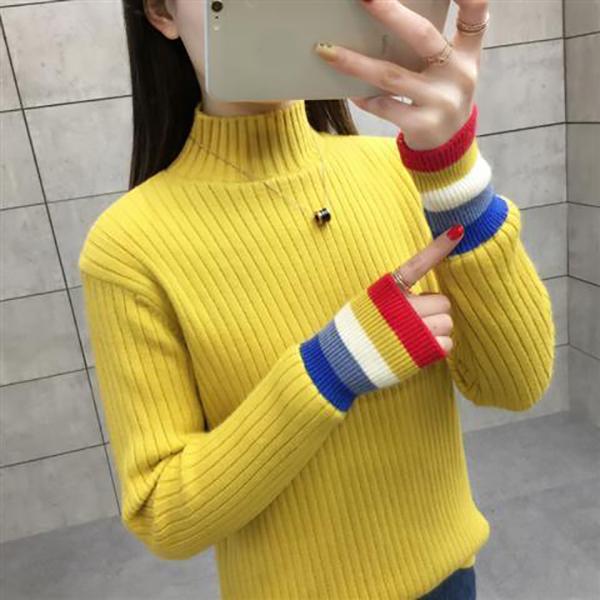 Loose Half High Neck Knitted Bottoming Shirt Thick Warmth Fashion Slim Slim Sexy Female Top