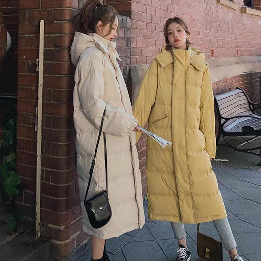 Winter Ladies Loose and Thick Thin and Long Large Size Comfortable and Warm All-match Over-the-knee Student Jacket