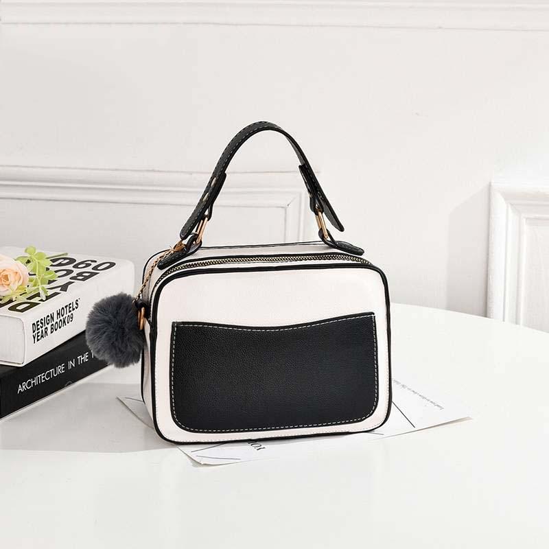 Fashion Women Contrast Color Shoulder Bag Messenger Crossbody Bag Wide Chain Handbag