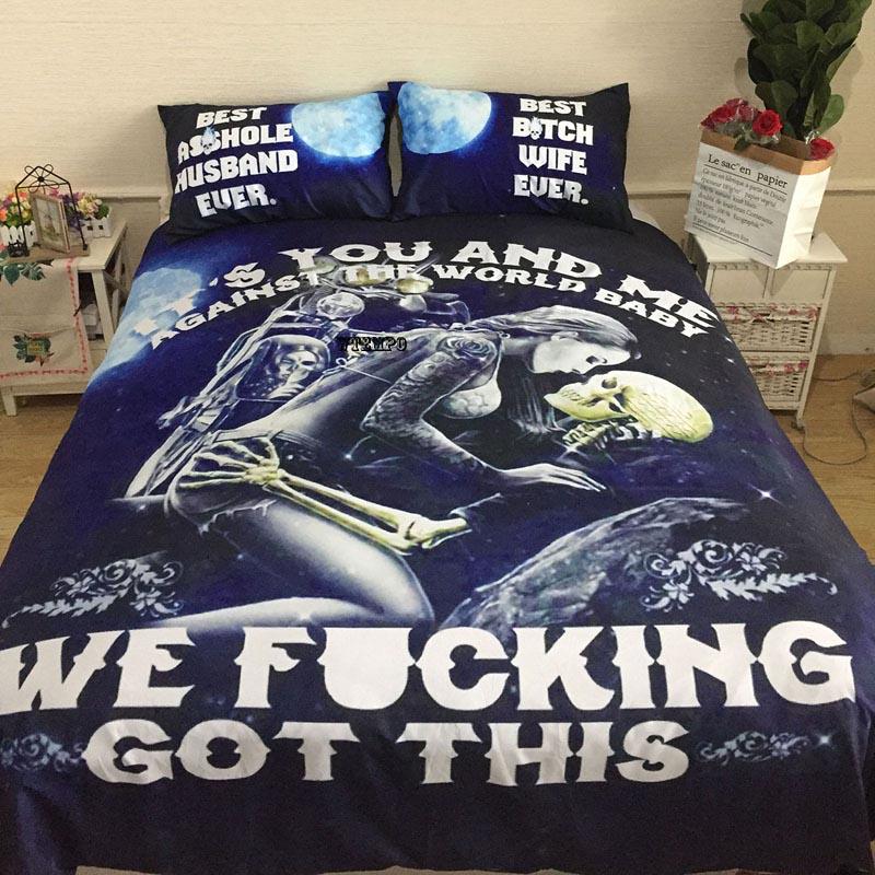 Duvet Cover Fashion Home Decor 3D Skull Bedding Set Duvet Cover Pillow Case