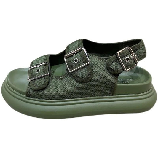 European Army Green Retro Sports Sandals Women's Summer All-match Casual Platform Sandals