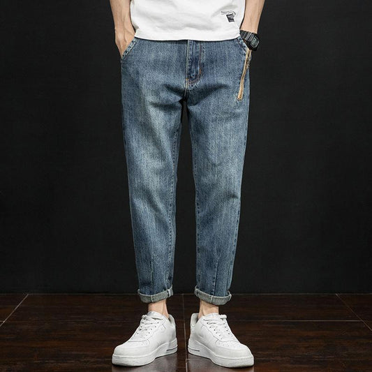 Spring Summer and Autumn Jeans Men's Trend Loose Harem Pants Feet Casual Pants Student Trousers Widened Pants