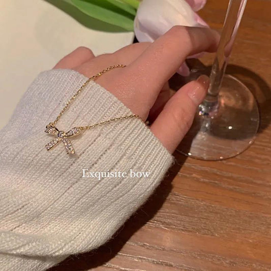 Multiple Types Necklace Butterfly Love Water Drop Pendant Female Light Luxury Niche Design Style Clavicle Chain Golden Colour