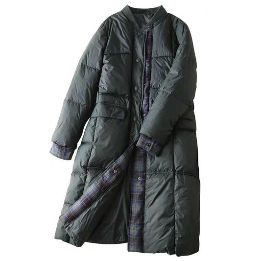 Lightweight and Versatile Loose Large Size Stand-up Collar and Long Coat Down Jacket Women