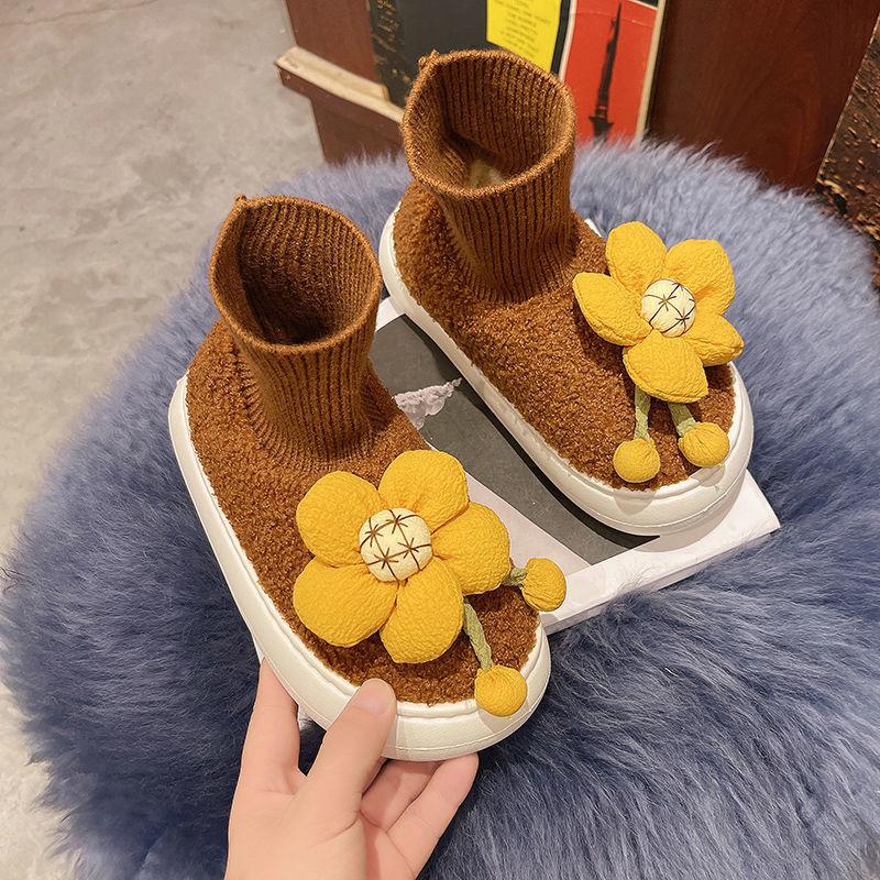 Snow Boots Women's Fur One Winter All-match Thick-soled Non-slip Short-tube Short Boots Sweet and Cute Comfortable Knitted Shoes