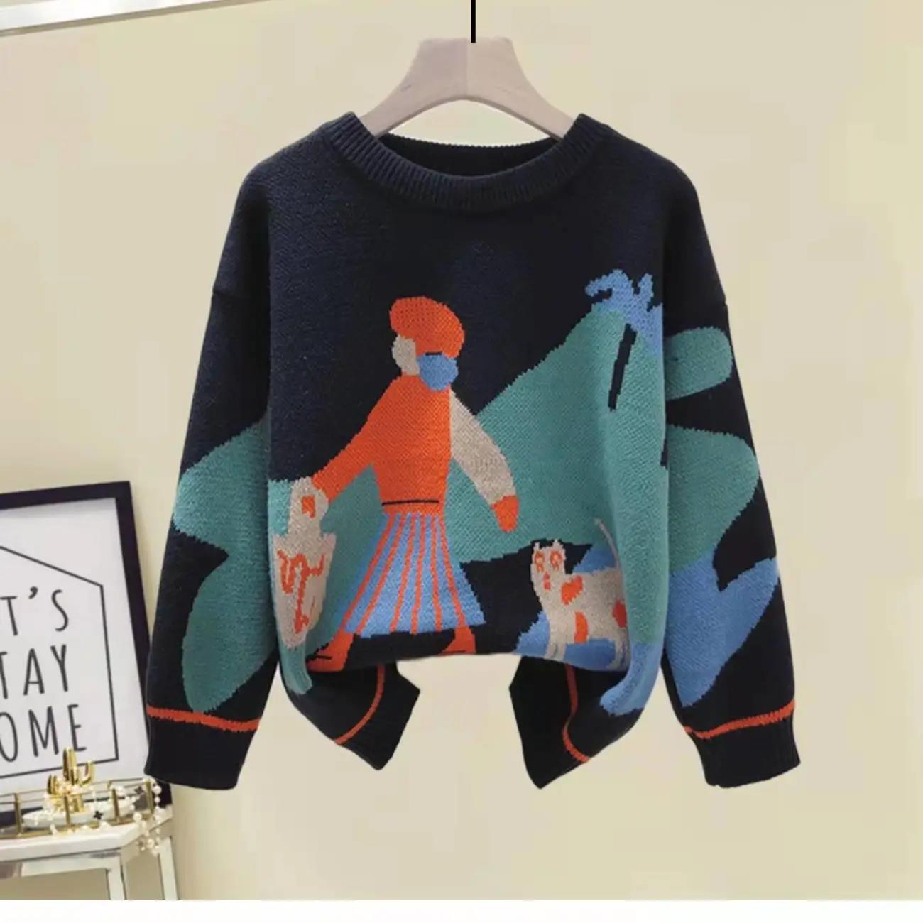 Sweater Women's Autumn and Winter Clothes Plus Velvet Thickening Loose Base Winter Foreign Style Fashion Inner Wear