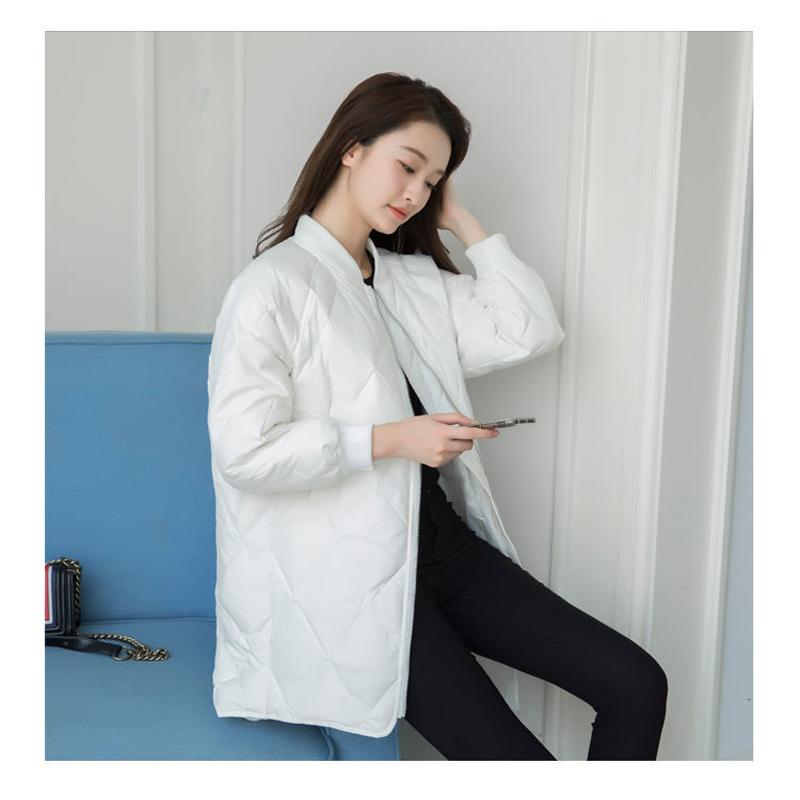 Women's Down Jacket Mid-length Lightweight Baseball Uniform Korean Loose White Duck Down Jacket