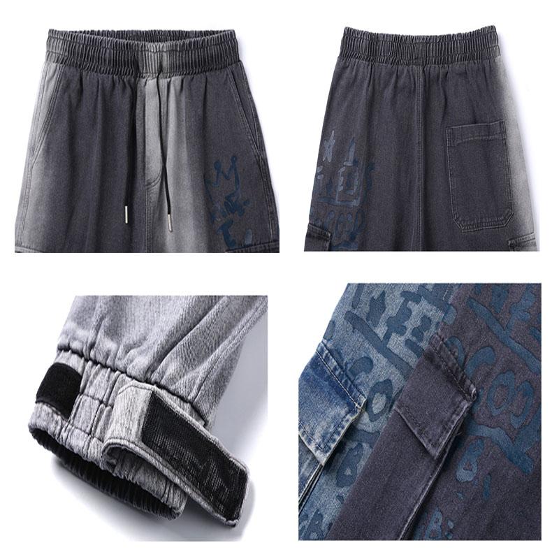 Men Tooling Fashion Loose Trousers Casual Style Jeans Spring Autumn Men Sport Jeans