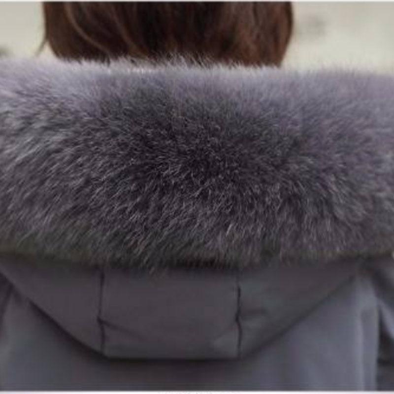 Fur Hooded Winter Down Coat Women Thick Warm Parkas Female Outerwear Women's Mid-Length Down Padded Jacket Large Fur Collar