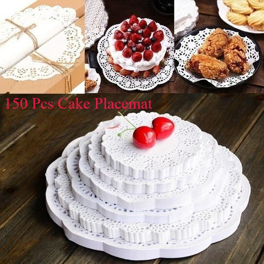 150Pcs Round Paper Lace Doilies Cake Placemat Party Wedding Baking Decoration