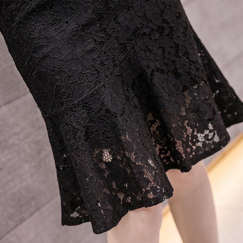 Spring Summer Women Lace Skirts Fashion Solid Casual Mesh Tulle Skirt Hollow Out Short Pencil Elegant Elastic Black/Apricot Skirt