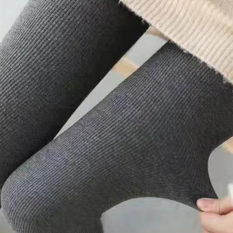 Threaded Leggings Women's Autumn and Winter Plus Velvet Thickening Plus Size Warm Socks Cotton Trousers