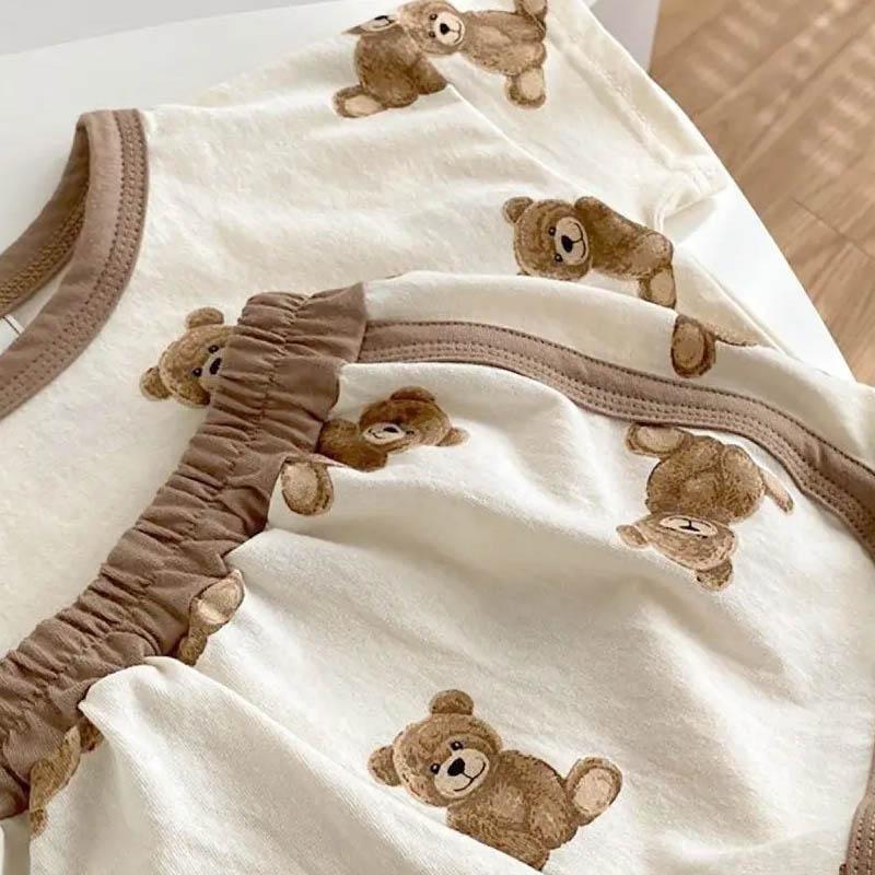 Baby Summer Cute Cartoon Short-sleeved T-shirt Top + Shorts Men and Women Baby Thin Section Breathable and Comfortable 2-piece Set
