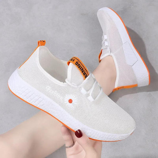 Women's Cloth Shoes Mesh Shoes Breathable Casual Sports Low Top Non-slip Running Shoes
