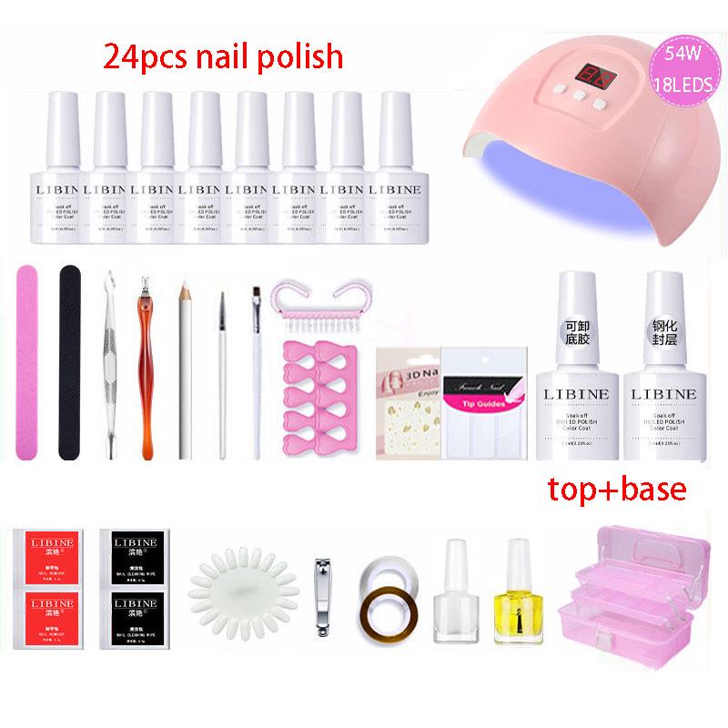 Nail Art Set 54W UV Led Lamp Dryer 40pcs Gel Nail Polish Set Kit Nail Tools Manicure Tools Kit