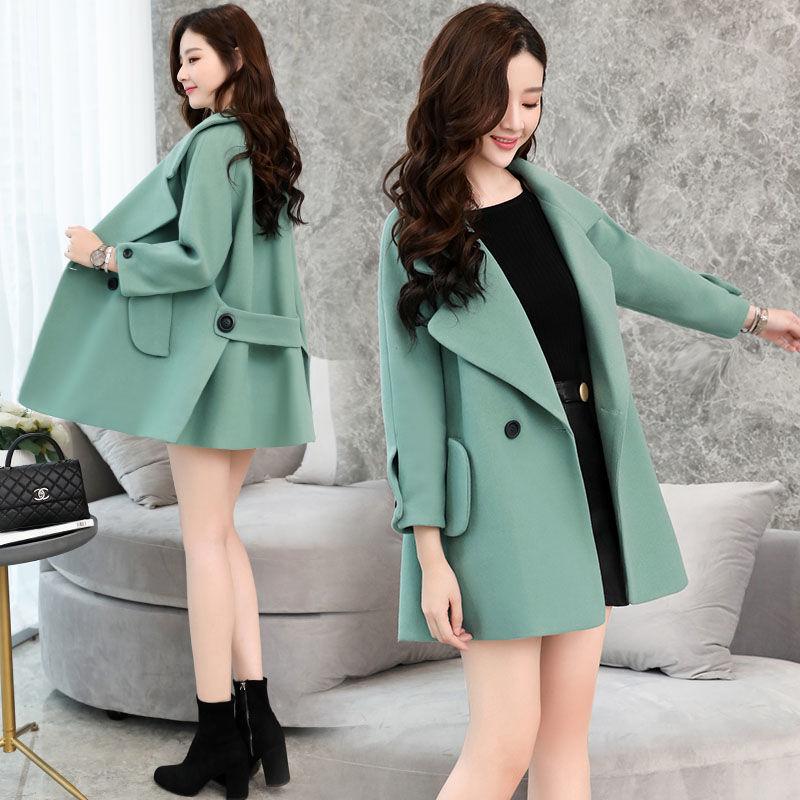 2019 Autumn and Winter Woolen Coat Female Mid-Long Women's Outerwear Woolen Coat Women Jacket