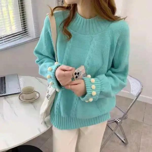 Sweater Woman Twist Pullover Knitwear Korean Lady Style Loose Solid Color Top Trending Purple Sweater Autumn and Winter Jumper