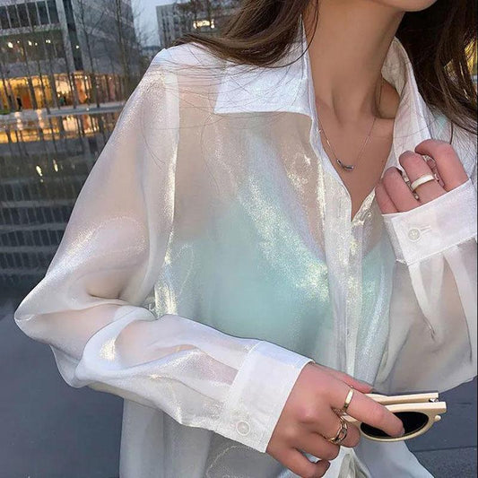 Sun Protection Loose Cardigan Streamer Long Sleeve Shirt Women's Tops Long Sleeve Thin Coat