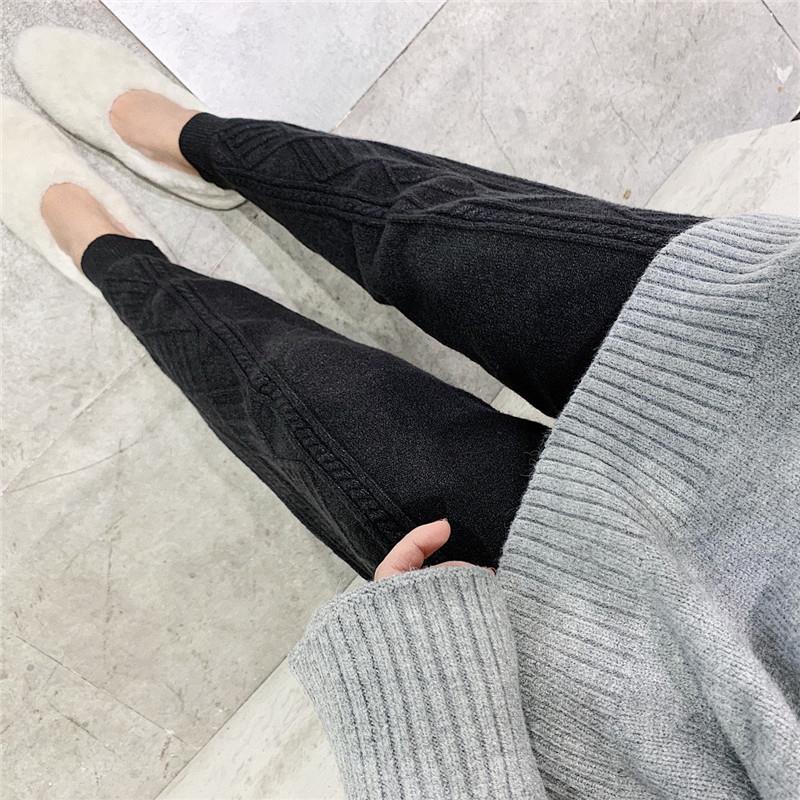 Knitted Harem Pants Autumn and Winter Models Korean Version of Wild Thick Loose Elastic Waist Thin Twist Radish Pants Woolen Pants Women