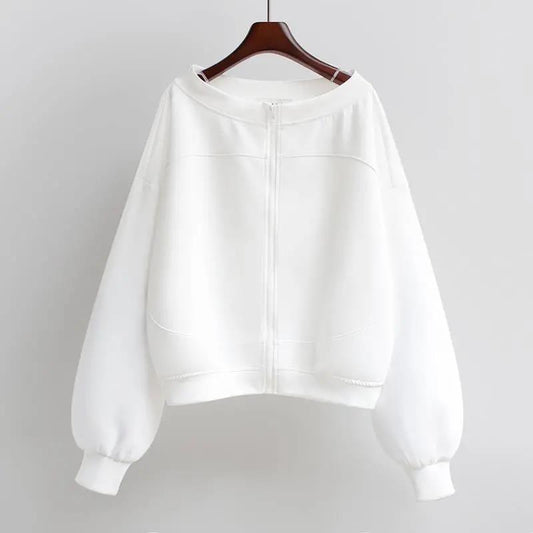Korean Version of The Shoulder Shirt Short Long-sleeved Sweater Female Jacket Loose Lazy