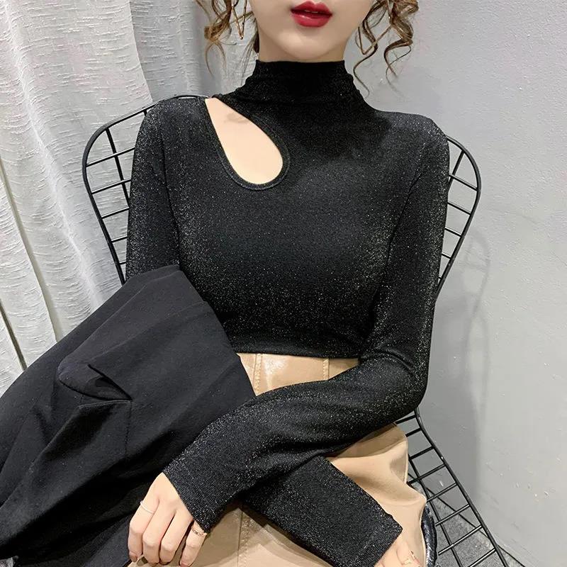 Women's Spring and Autumn Long Sleeve Top Half Turtleneck Slim All-match Bottoming Shirt