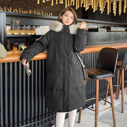 Down Jacket Ladies Winter Mid-length 90 White Duck Down Korean Thickened Net Red Jacket