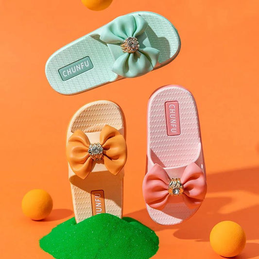Summer Girls Sandals Slides Kids Beach Sandals Bow-knot Princess Sweet Kids Slippers for Bath Swimming Indoor Outdoor