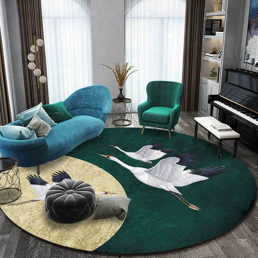 Chinese Style Light Luxury Crane Flying Crane Round Carpet Living Room Bedroom Hanging Basket Chair Round Non-slip Floor Mat Carpet