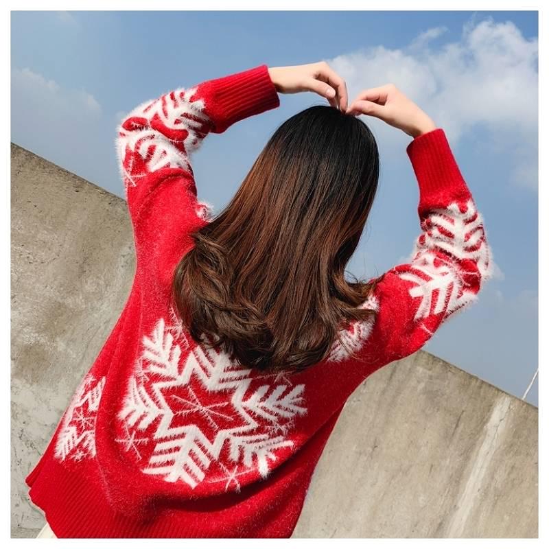 Joker Sweaters Wear High-neck Sweaters on Christmas Day, Women Thicken Warm Autumn and Winter Loose