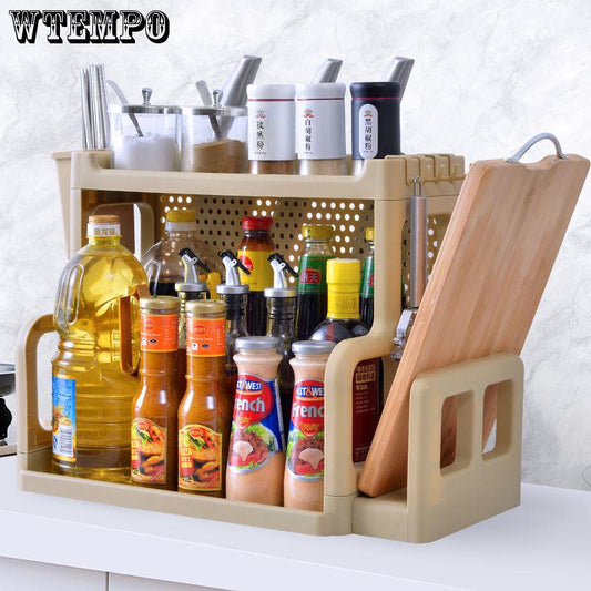 Home Double Layers Kitchen Organizer Rack Spice Rack Storage Holders Racks